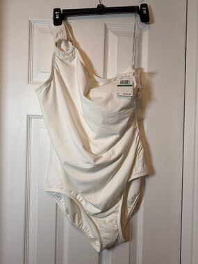 Michael Kors White Asymmetric One-Shoulder Kids One-Piece Swimsuit